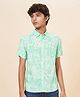 Coolsters by Pantaloons  Half Sleeves Abstract Palm Tree Printed Rayon Shirt - Green