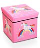 FunBlast Unicorn Print Folding Storage Ottoman Box  Pink