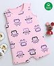 Nino Bambino Organic Cotton Sleeveless Owl Printed Romper - Pink