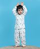 Polka Tots Cotton Woven Full Sleeves Baby Elephant Printed Shirt With Coordinating Pajama - White