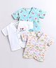 Polka Tots Pack Of 3  Half Sleeves Elephant Printed Cotton  Jhablas - Multi Colour