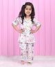 Polka Tots Cotton Woven Half Sleeves Animal Printed  Night Suit  - White