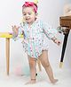 Polka Tots Cotton Half Sleeves Unicorn Printed Onesie With Bag  - Pink