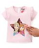 Babyhug Disney 100% Cotton Knit Frill Sleeves Top With Disney Princess Graphics - Pink