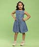 Somersault Sleeveless Kitchen Chef Text Embroidered Denim Dress - Blue
