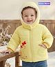 Babyoye Woven Full Sleeves Padded Hooded Jacket with Butterfly Print - Yellow