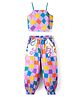 Lil' Drama Sleeveless Checked & Snake Printed  Cotton Top & Pant   - Multi Colour