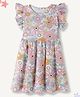 Funkrafts Premium Cotton Single Jersey Frill Sleeves Floral Printed Dress - Pink