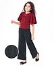 Hola Bonita Half Sleeves Top With Bow Style and Shimmer Pant - Red & Black