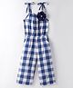 CrayonFlakes Sleeveless Floral Applique & Checked Jumpsuit - Blue