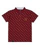 Earth Conscious Cotton Half Sleeves Abstract Printed Tee - Maroon