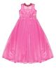Young Birds Half Sleeves Beads Embellished Party Gown - Pink