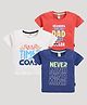 Nottie Planet Pack Of 3 Half Sleeves Typography Printed Tees - Navy Blue Off White & Red