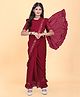 SHRITHI Fashion Fab Sequin Embellished & Frill Detailed Saree With Unstitched Blouse Piece - Maroon