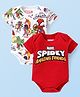 Babyhug Marvel Interlock Knit Half Sleeves Onesies With Spiderman Graphics Pack Of 2 - White & Red