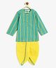 Campana 100% Cotton Striped Kurta & Dhoti Set - Sea Green & Yellow