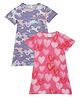 Anthrilo 100% Organic Cotton Knit Pack Of 2 Half Sleeves Heart & Unicron Theme Printed Night Dresses - Pink & Purple