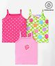 Babyhug 100% Cotton Single Jersey Sleeveless Anti Bacterial Slips Strawberry & Polka Dots Print Pack Of 3- Multicolor