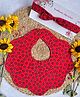 Choko Baby Bib with Snap Button Closure & Matching Headband Set - Red
