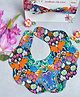 Choko Baby Bib with Snap Button Closure & Matching Headband Set - Blue