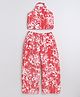 Taffykids Knitted Sleeveless Abstract Printed Coordinating Crop Top & Pant Set - White & Red