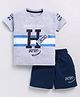 CUTOPIES Cotton Half Sleeves Hero Text Printed Tee & Shorts Set - Deep Melange