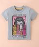 Pink Rabbit Sinker Knit Half Sleeves T-Shirt with Gorilla Print - Grey