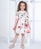 Peppermint Half Sleeves Floral Printed & Bow Applique Dress - White