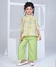 Peppermint Three Fourth Sleeves Paisley Printed Top & Solid Pant Set - Green