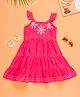 PURPLE UNITED KIDS Linen Sleeveless Floral Embroidered Dress - Fuchsia Pink