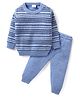 Babyhug Knit Full Sleeves Pullover Sweater & Pant Set Stripe Design - Blue
