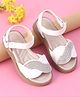 Oh! Pair Sandals with Velcro Closure & Stone Detailing - White