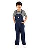 Olele Sleeveless Denim Solid Dungaree - Blue