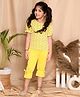 Kids Cave Cotton Half Sleeves Floral Printed Coordinating Top & Solid Capri Set - Yellow