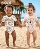 Babyoye Disney Interlock Half Sleeves Onesies with Lilo N Stitch Graphics Pack of 2 - Pink & White