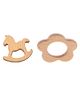 Domenico Natural Steam Beech Wood Teether Pack of 2 (Design may vary)