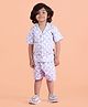 Polka Tots Cotton Half Sleeves Abstract Printed Shirt & Shorts Set - Blue