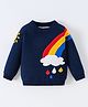 Kookie Kids Viscose Knit Full Sleeves Pullover Sweater With Rainbow Design - Navy Blue