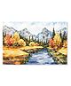Rangoli Autumn Landscape Canvas Wall Painting On Cotton Stretched Canvas - L 46 x B 30 x H 5 cm