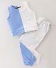 Tiara Cotton Jersey Sleeveless Colour Blocked Coordinating Tee With Joggers Set - Blue
