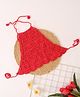 Woonie Cotton Halter Neck Handmade  Top - Red