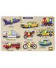 MINDMAKER - Mode of Transport Wooden Puzzle  with Knobs Educational and Learning Toy for Kids (Transports) 9 Pieces