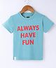 Mini Taurus Cotton Knit Half Sleeves T-Shirt With Text Print-Blue