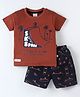 Mini Donuts 100% Cotton Knit Half Sleeves T-Shirt & Shorts Set Skaters Print - Rust