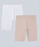 Charm n Cherish Pack Of 2 Solid Solid Shorts - White & Beige