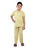 Clothe Funn Knit Half Sleeves Stars Printed Night Suit - Yellow