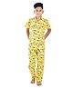 Clothe Funn Knit Half Sleeves Vehicles Printed Night Suit - Yellow