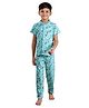 Clothe Funn Knit Half Sleeves Paper Plane & Cloud Printed Night Suit - Mint