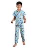 Clothe Funn Knit Half Sleeves Vehicles Printed Night Suit - Blue