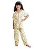 Clothe Funn Knit Half Sleeves Roller Skates & Crown Printed Night Suit - Lime Yellow